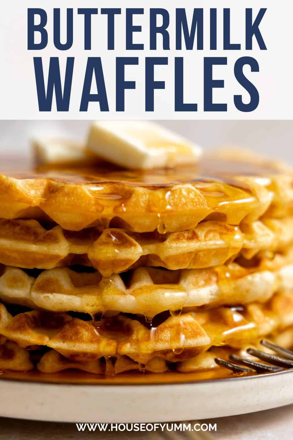 Buttermilk waffles with text.