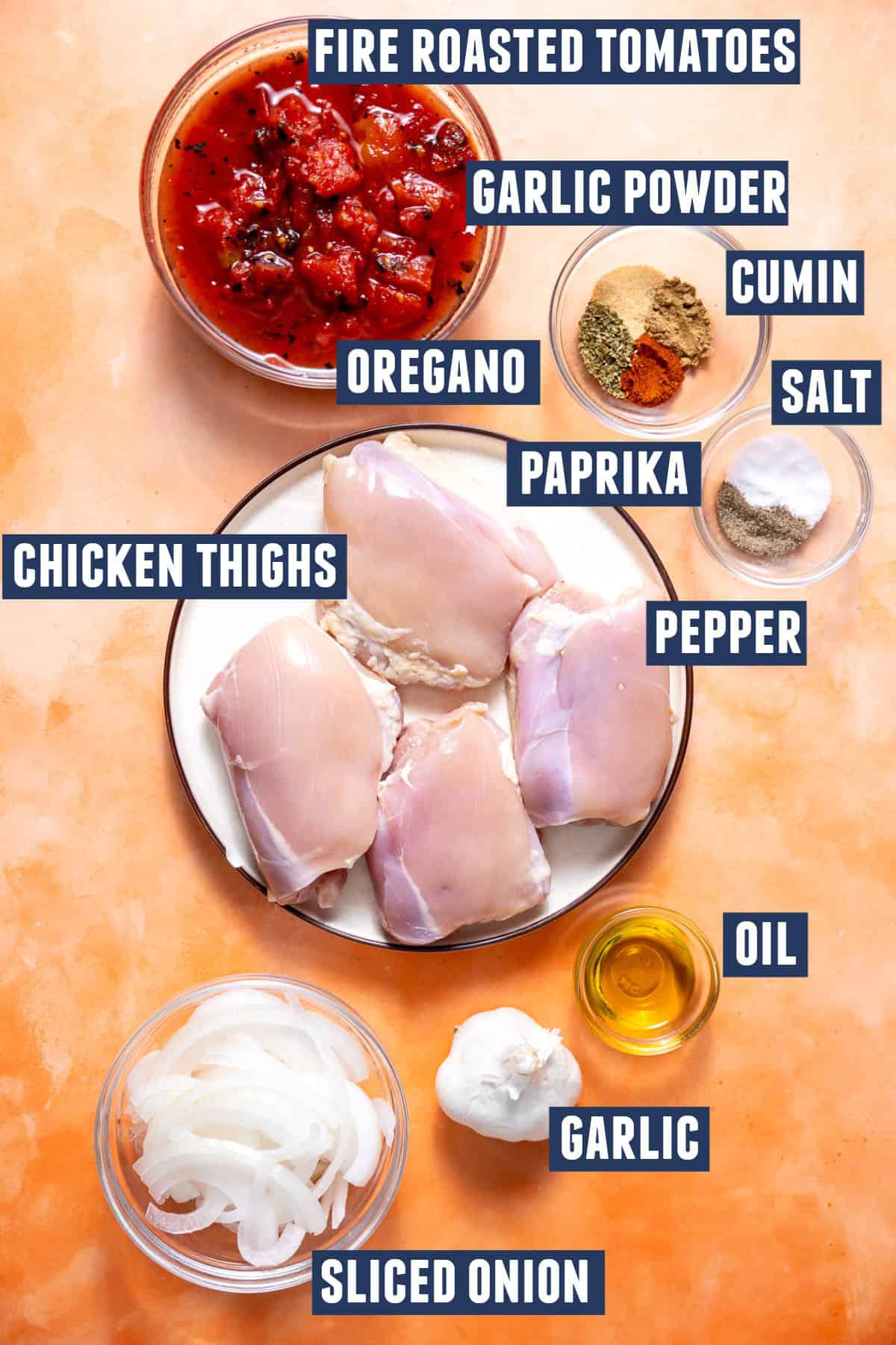 Ingredients needed to make a cantina chicken bowl. 