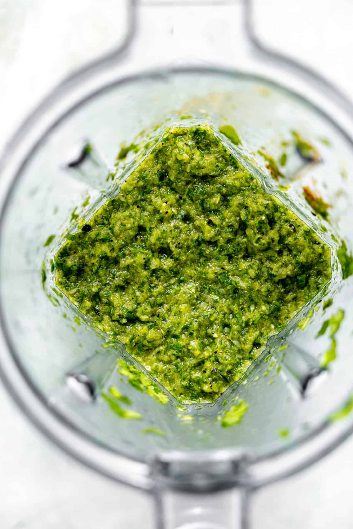 Blended green sauce for mexican rice.