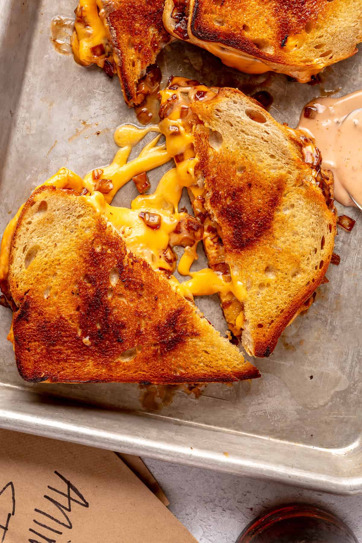 Grilled cheese with grilled onion and in-n-out sauce.