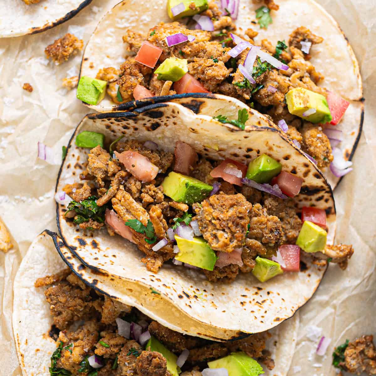 Tacos with ground chicken. 