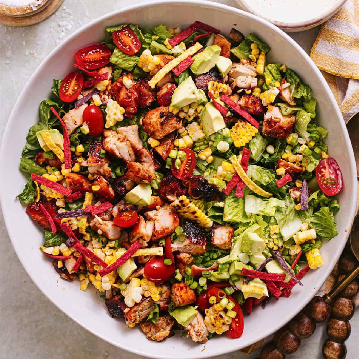 BBQ Chicken salad in a bowl.