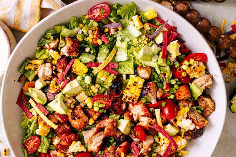 Assembled BBQ Chicken Salad.