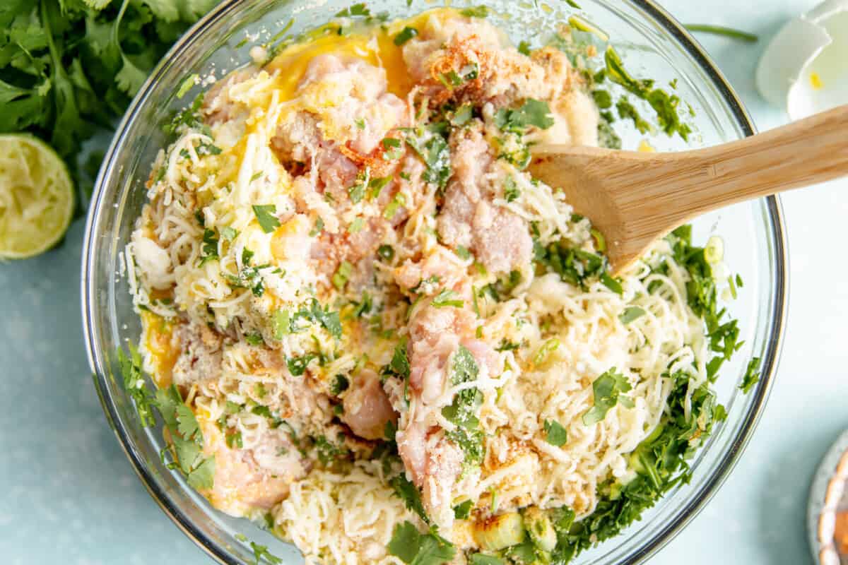 Chicken mixture to make fritters. 