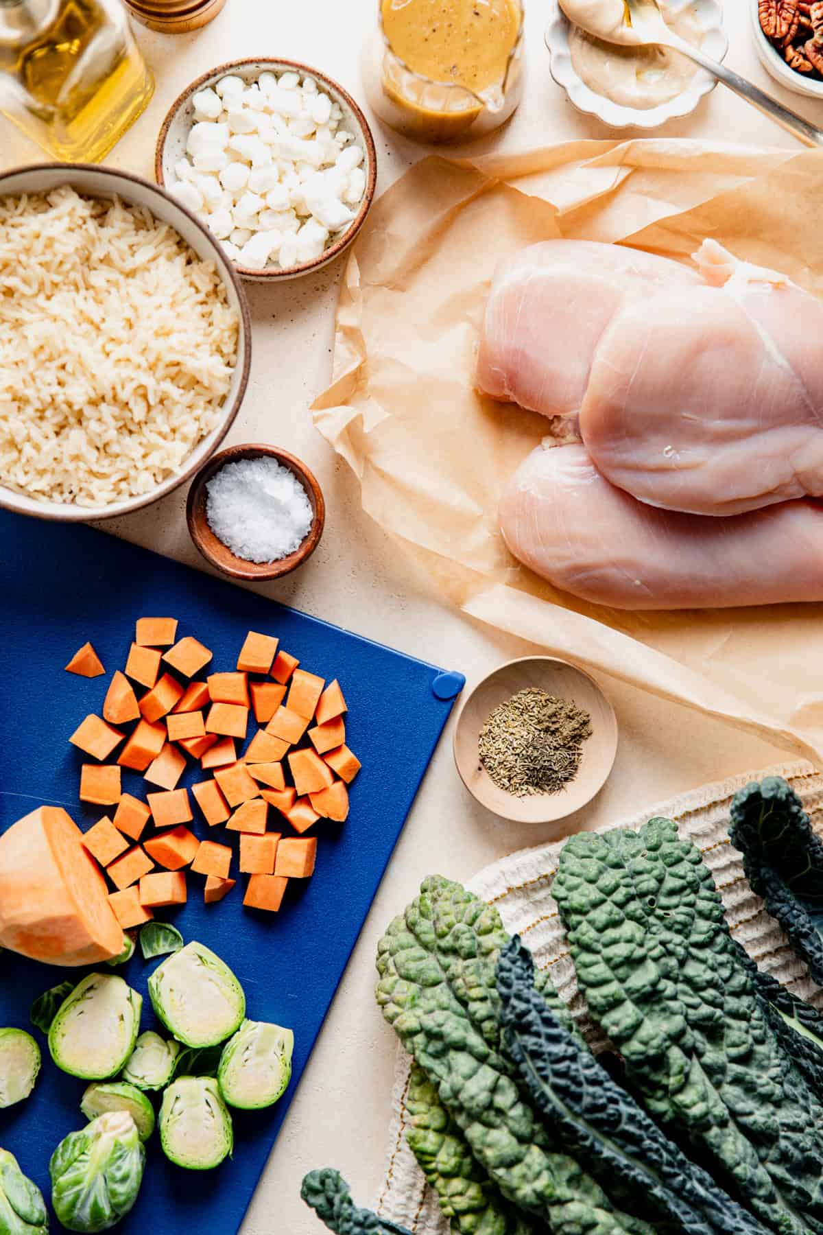 Ingredients needed for Harvest Chicken Bowls. 