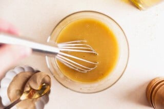 Maple dijon vinaigrette in a bowl.