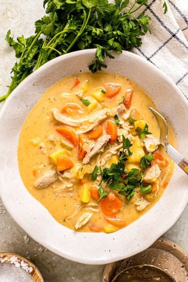 Bowl of chicken stew.