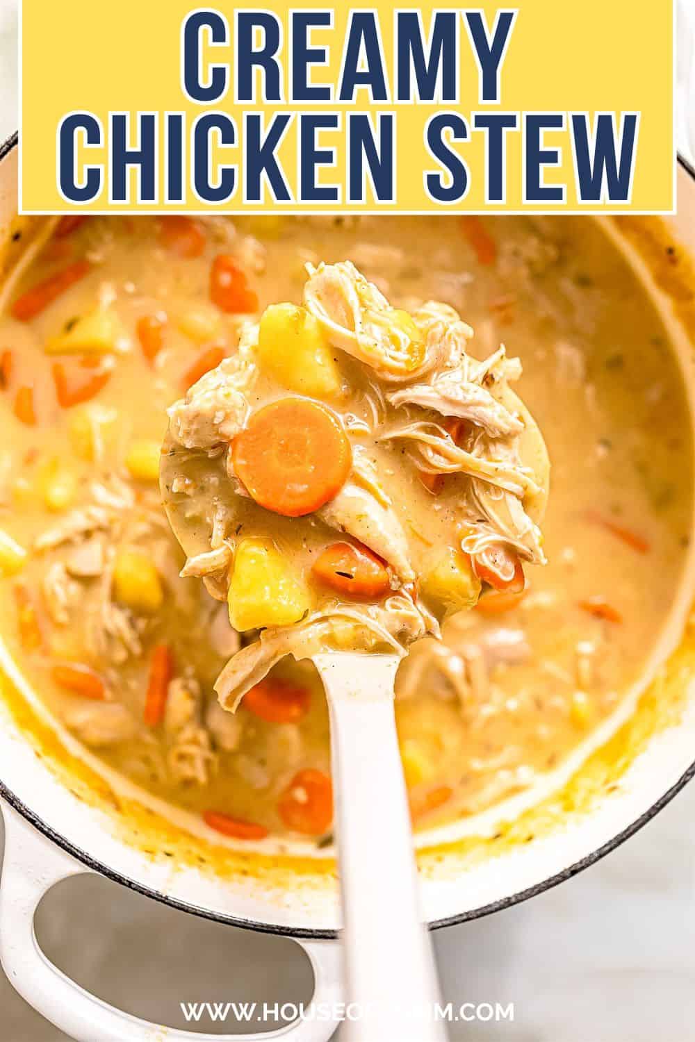 Chicken stew with text.