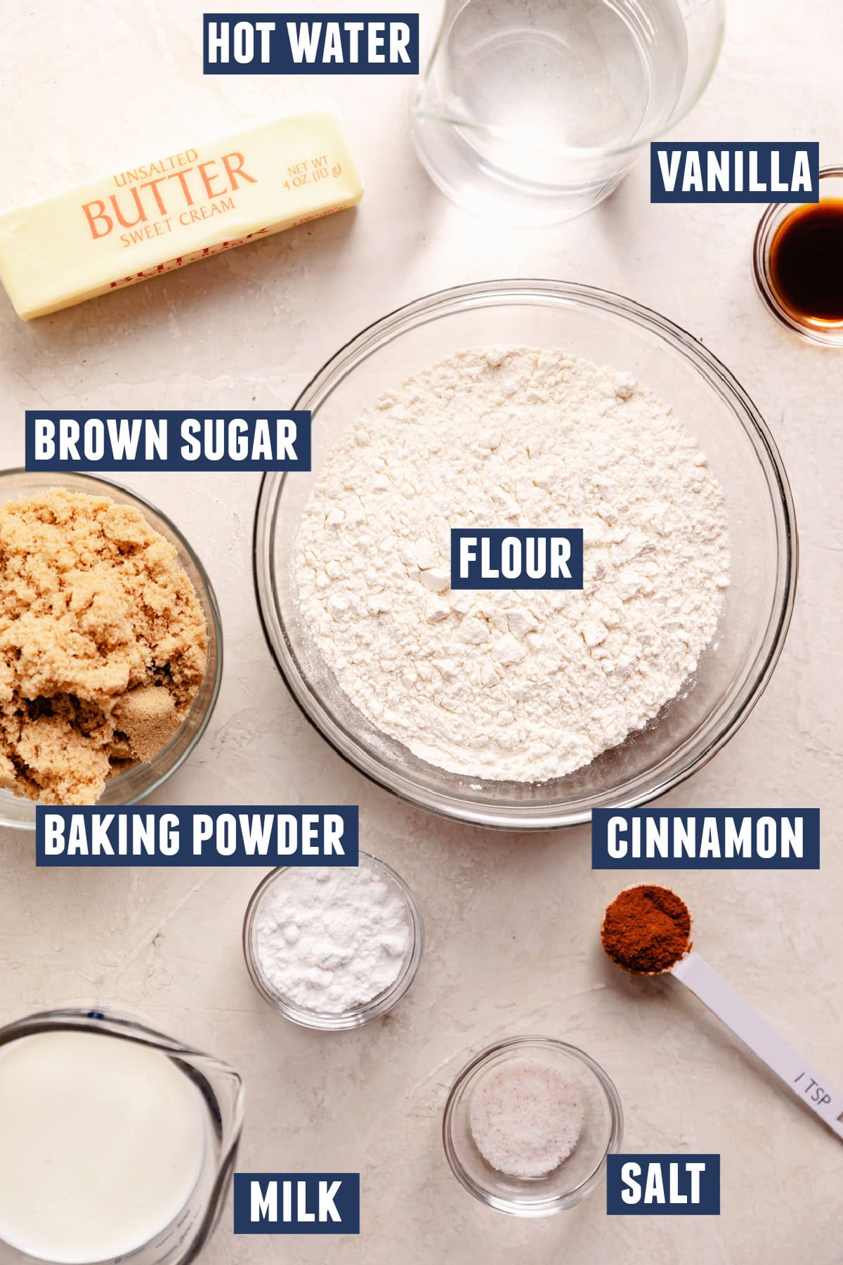 Ingredients needed to make snickerdoodle cobbler. 