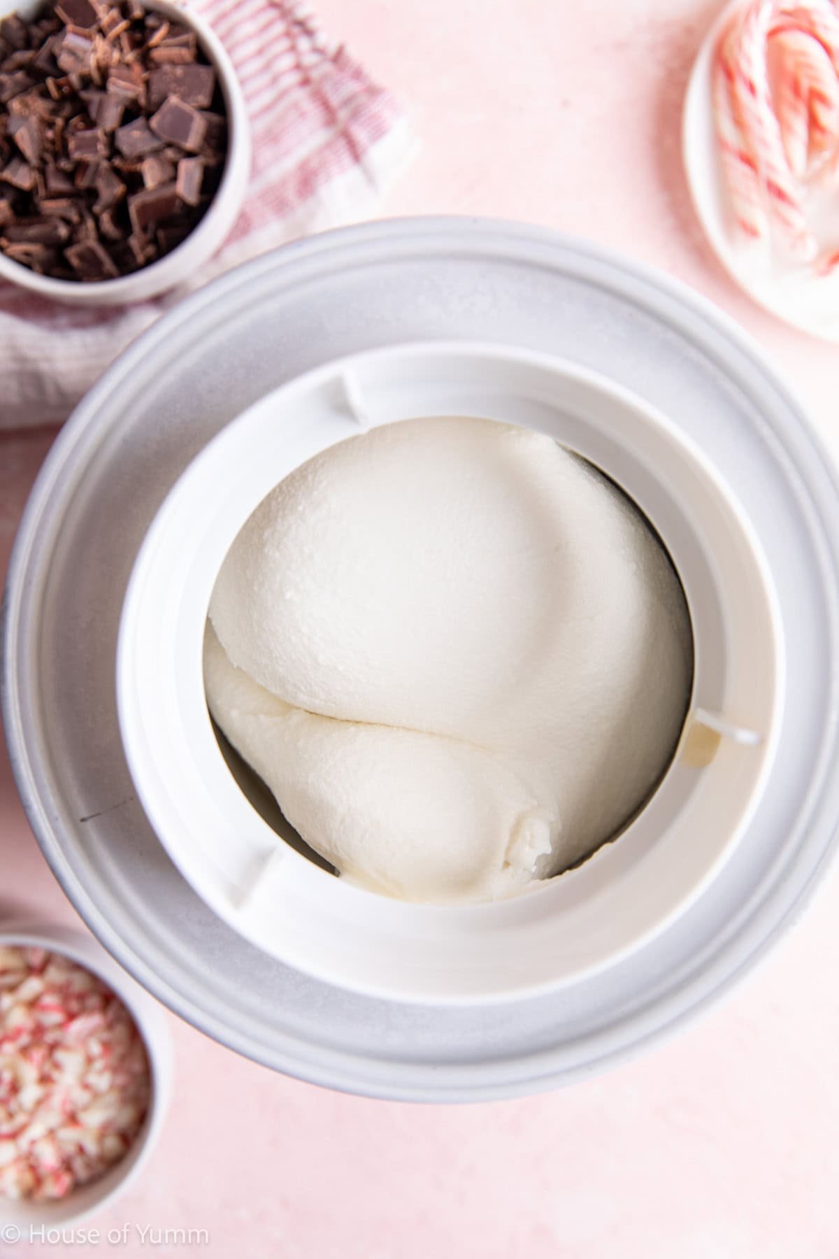 Churning homemade ice cream.