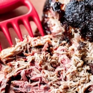 Pulled smoked pork butt.